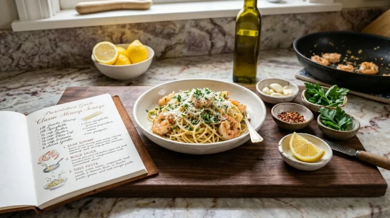 easy shrimp and scallop pasta recipe with garlic butter sauce